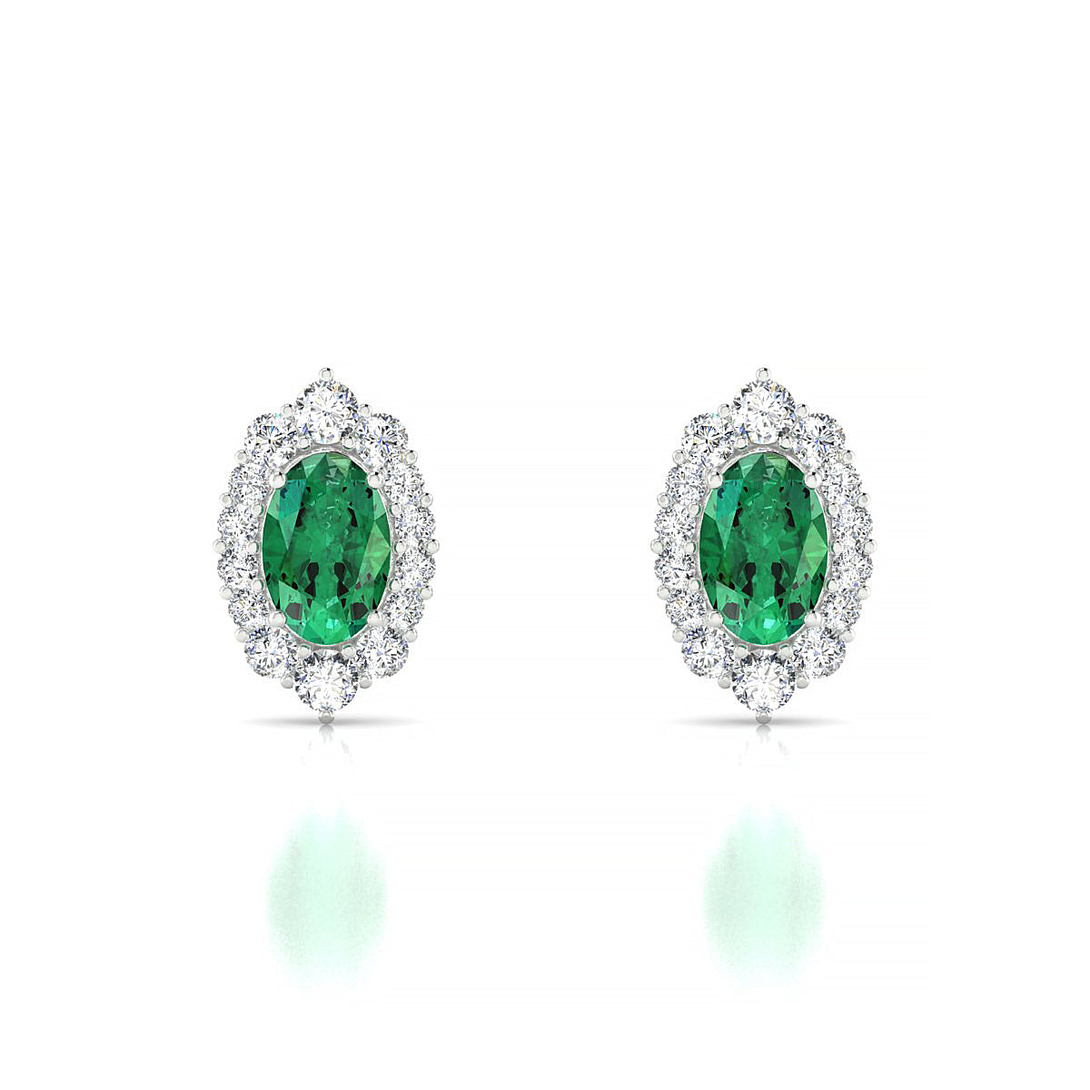 Romance | 18k White Gold 6 x 4 mm Oval Emerald Earrings