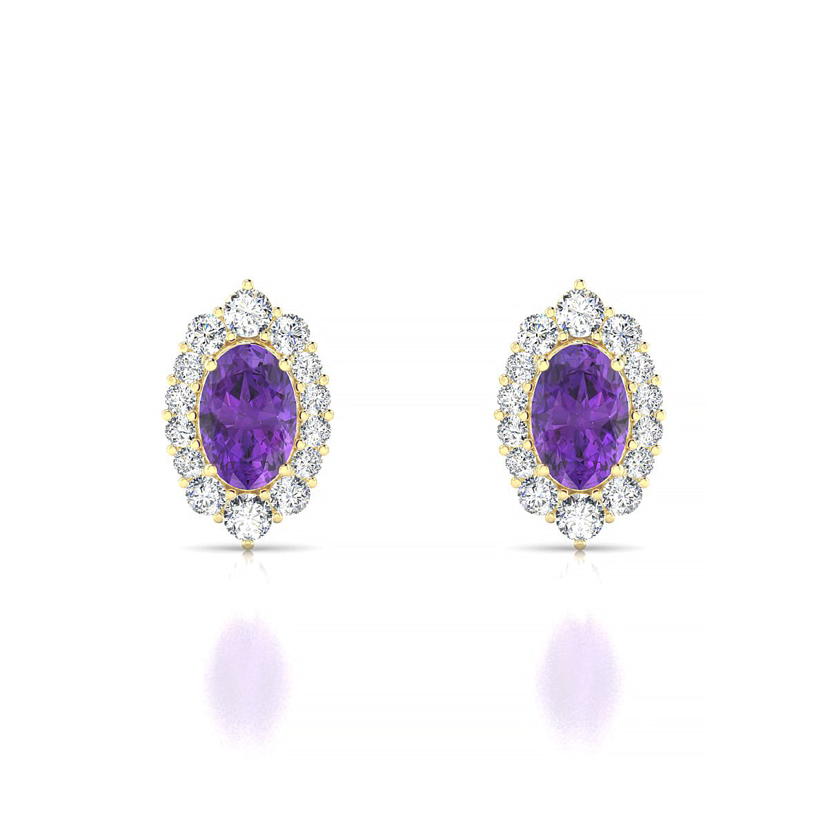 Romance | 18k Yellow Gold 6 x 4 mm Oval Amethyst Earrings