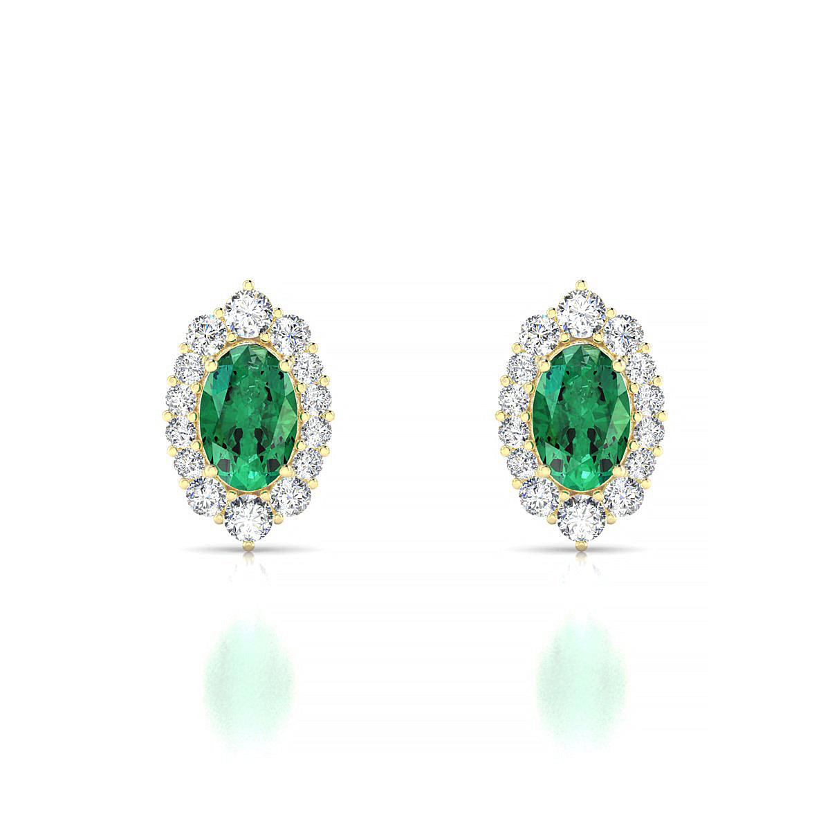 Romance | 18k Yellow Gold 6 x 4 mm Oval Emerald Earrings