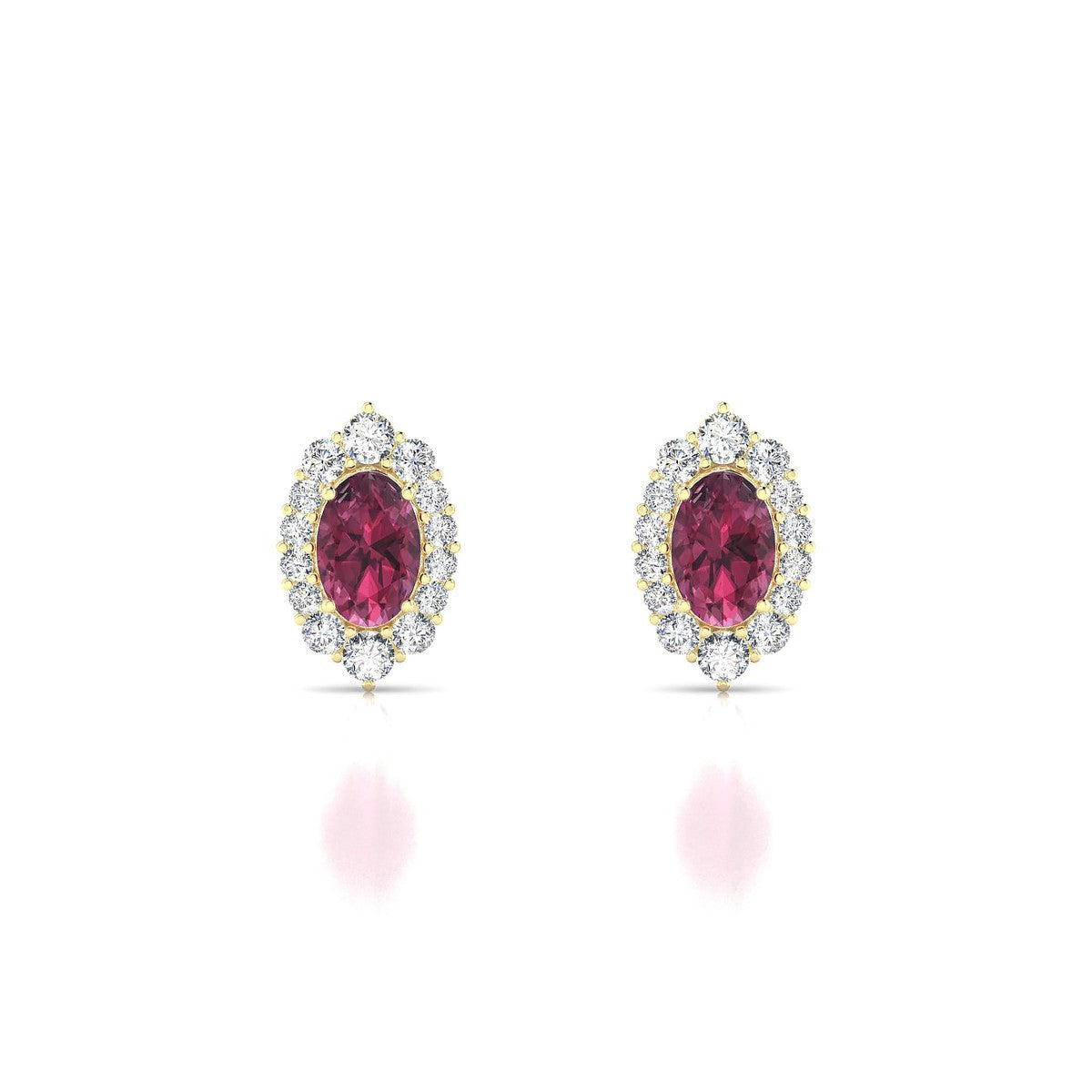 Romance | 18k Yellow Gold 6 x 4 mm Oval Rhodolite Earrings