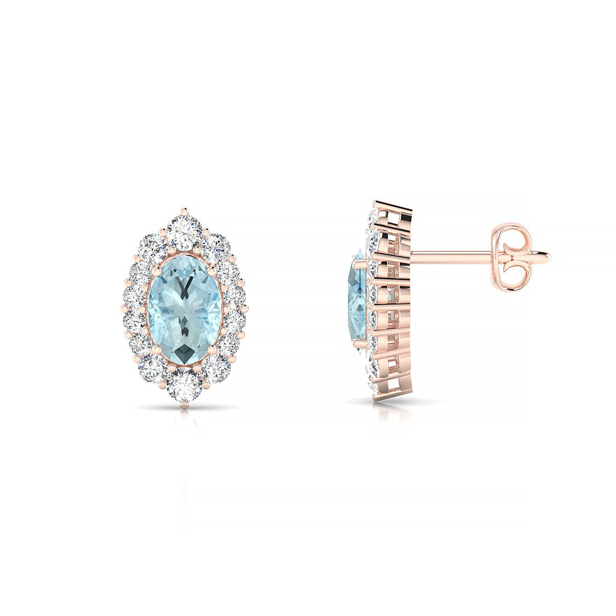 Romance | 18k Rose Gold 6 x 4 mm Oval Aquamarine Earrings