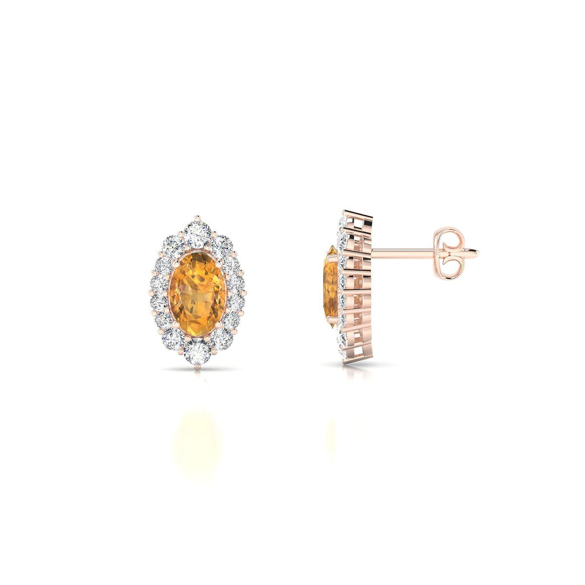 Romance | 18k Rose Gold 6 x 4 mm Oval Citrine Earrings