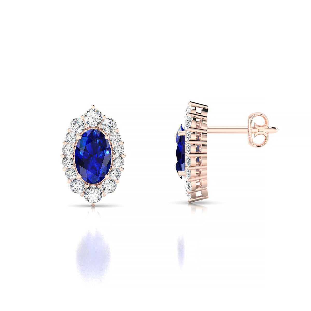 Romance | 18k Rose Gold 6 x 4 mm Oval Sapphire Earrings