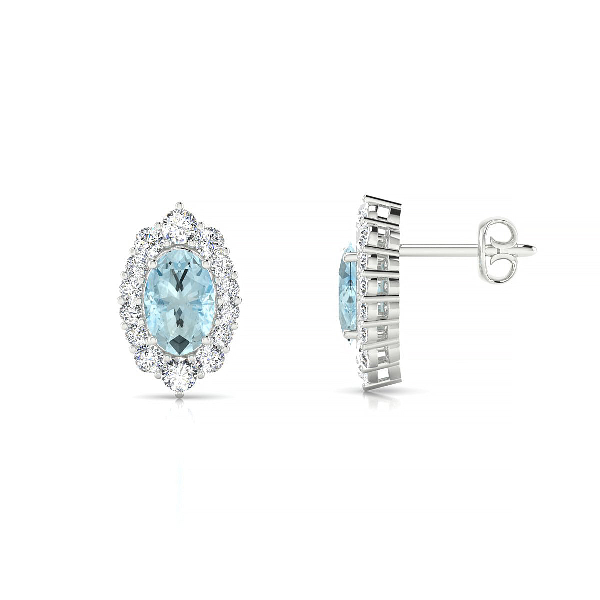 Romance | 18k White Gold 6 x 4 mm Oval Aquamarine Earrings