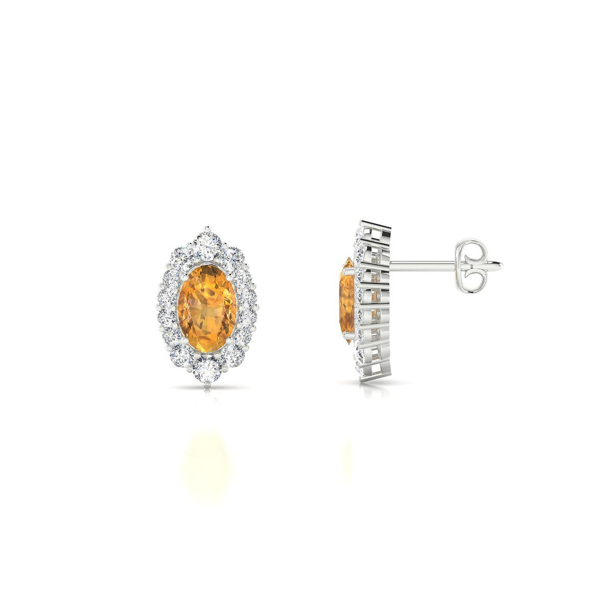 Romance | 18k White Gold 6 x 4 mm Oval Citrine Earrings