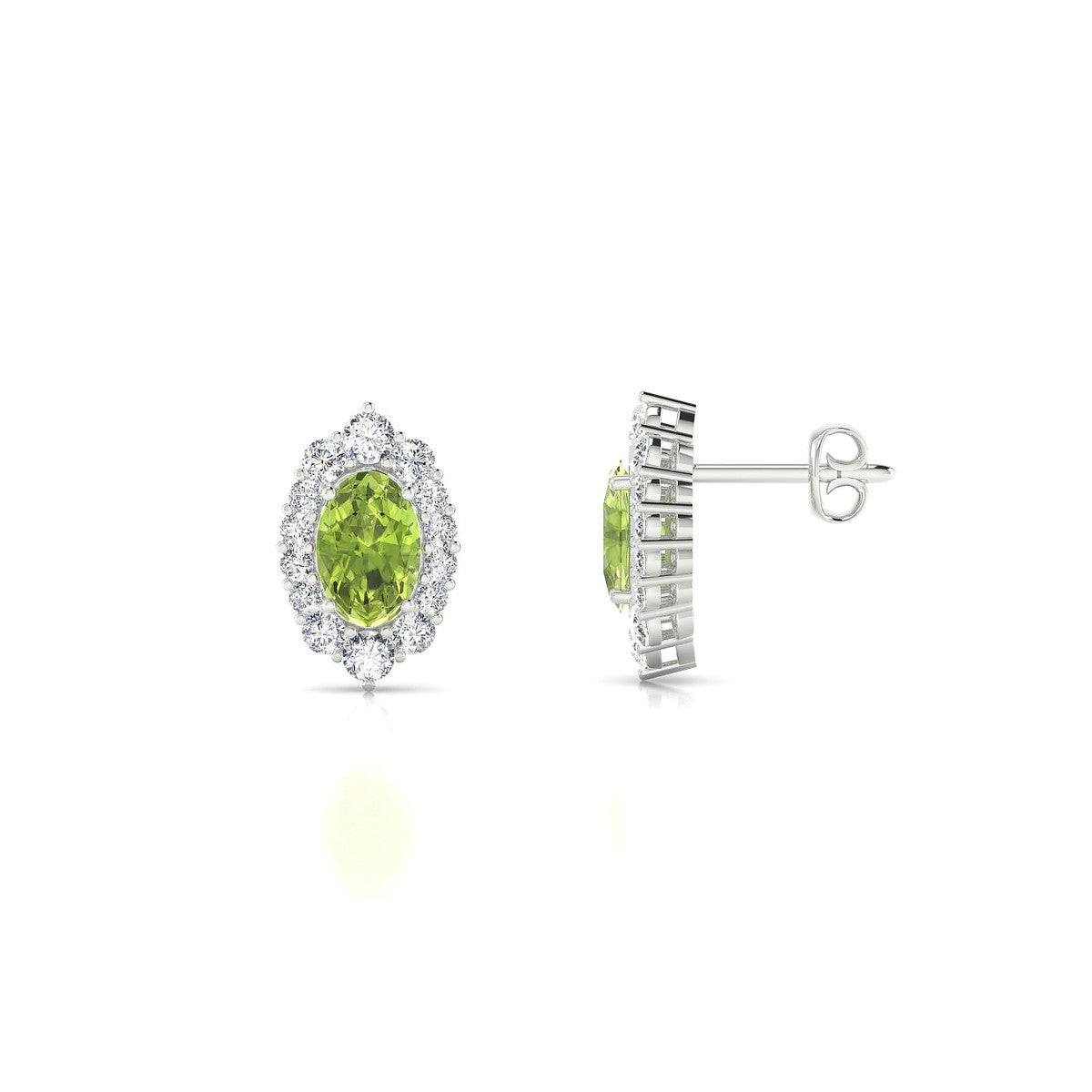 Romance | 18k White Gold 6 x 4 mm Oval Peridot Earrings