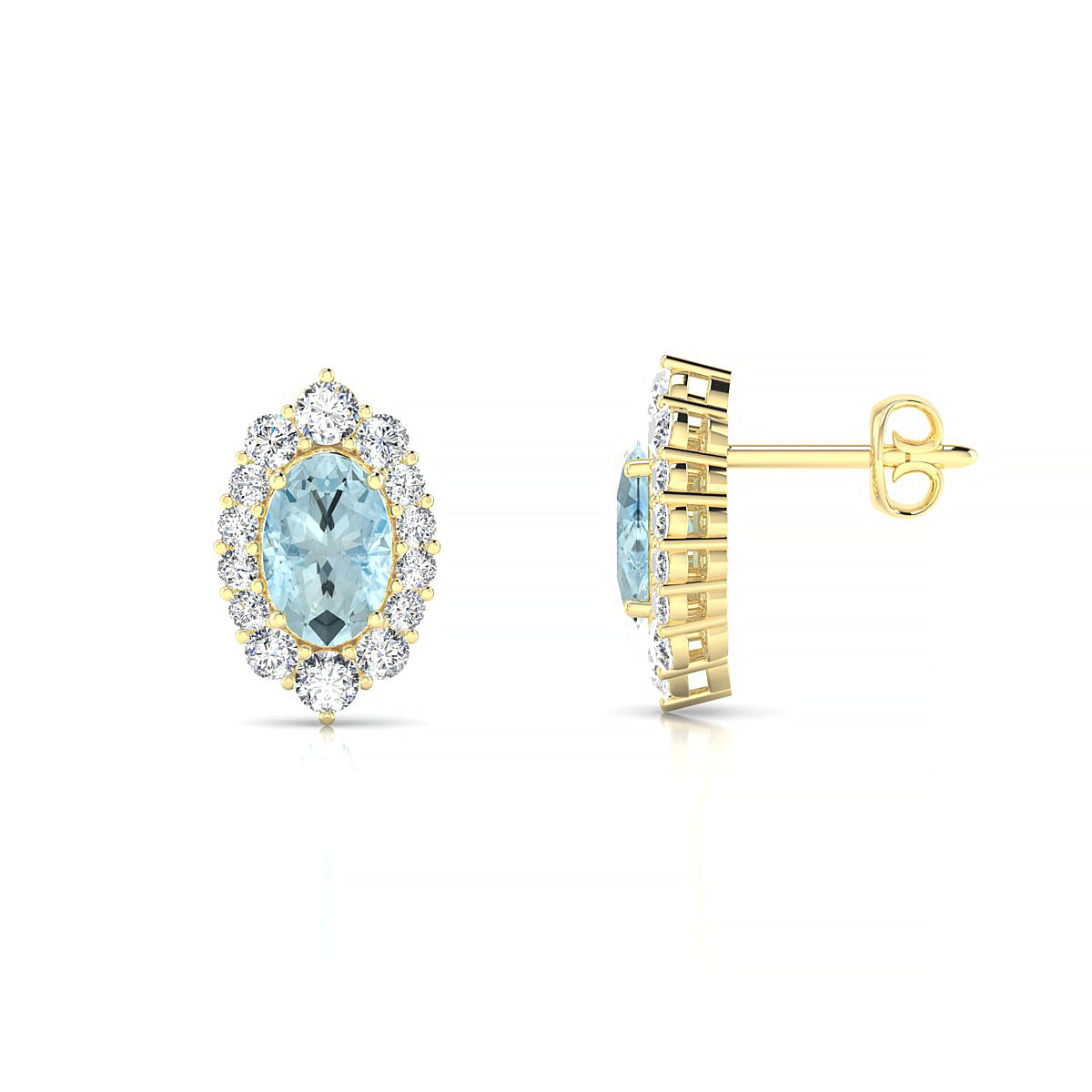 Romance | 18k Yellow Gold 6 x 4 mm Oval Aquamarine Earrings
