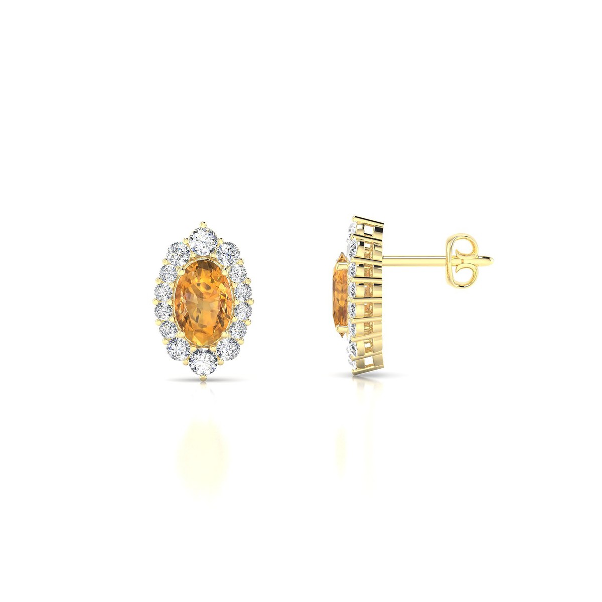 Romance | 18k Yellow Gold 6 x 4 mm Oval Citrine Earrings