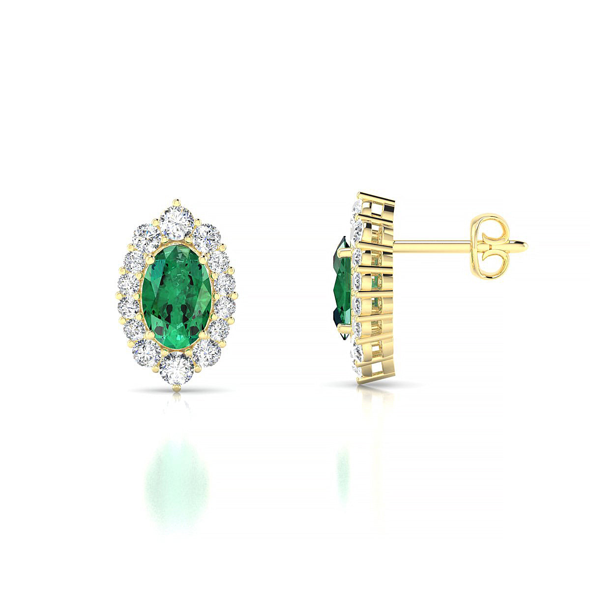 Romance | 18k Yellow Gold 6 x 4 mm Oval Emerald Earrings
