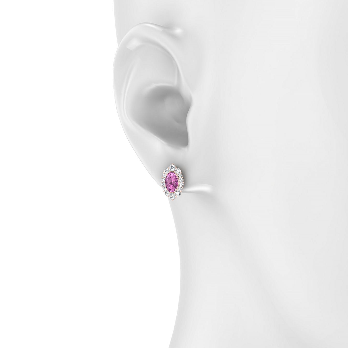 Romance | 18k Rose Gold 6 x 4 mm Oval Pink Sapphire Earrings