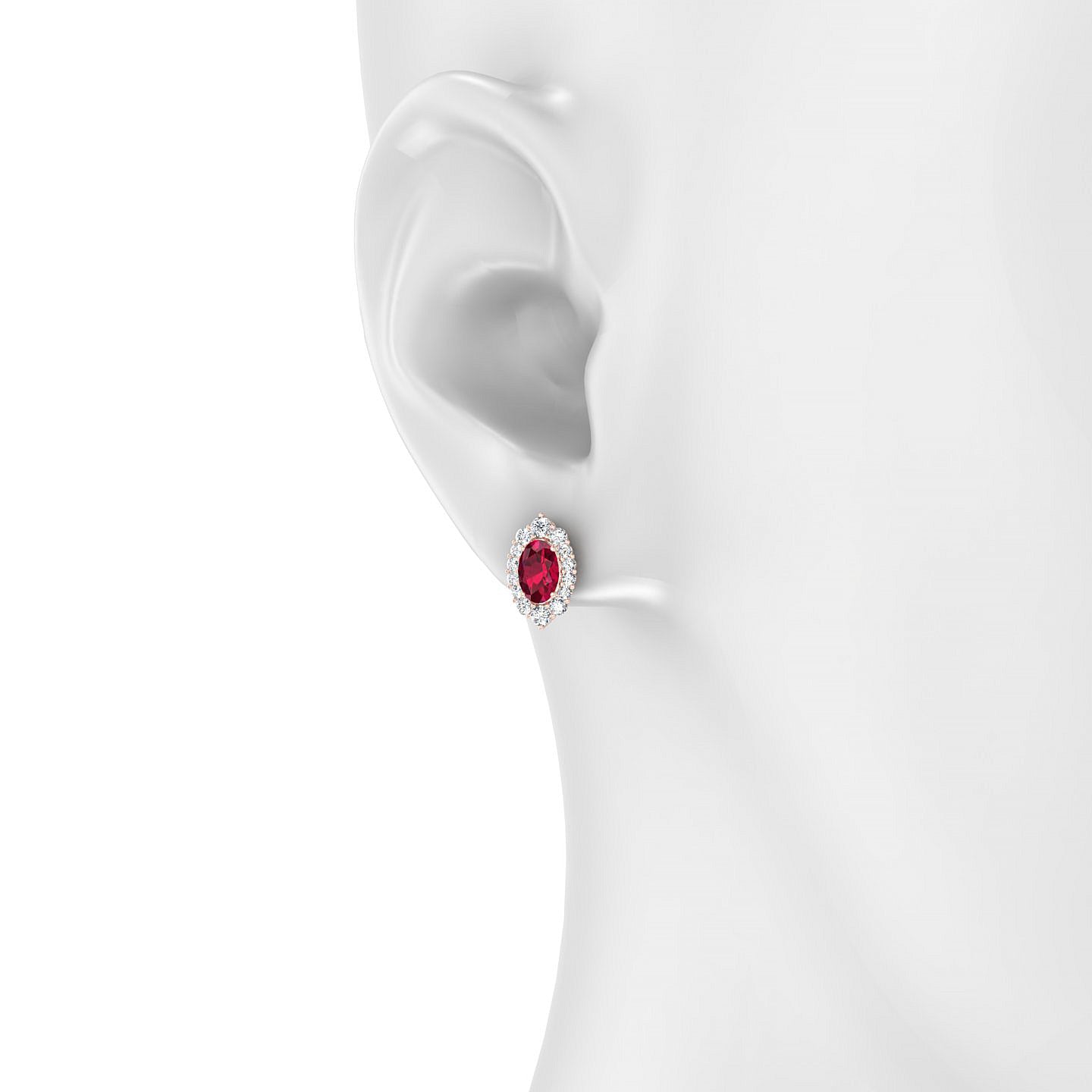 Romance | 18k Rose Gold 6 x 4 mm Oval Ruby Earrings