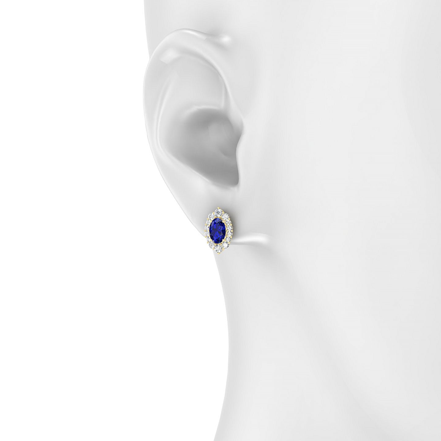 Romance | 18k Yellow Gold 6 x 4 mm Oval Sapphire Earrings