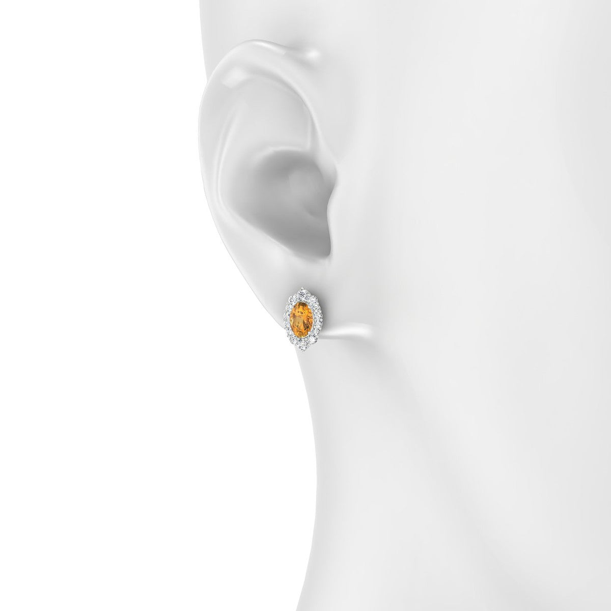 Romance | 18k White Gold 6 x 4 mm Oval Citrine Earrings
