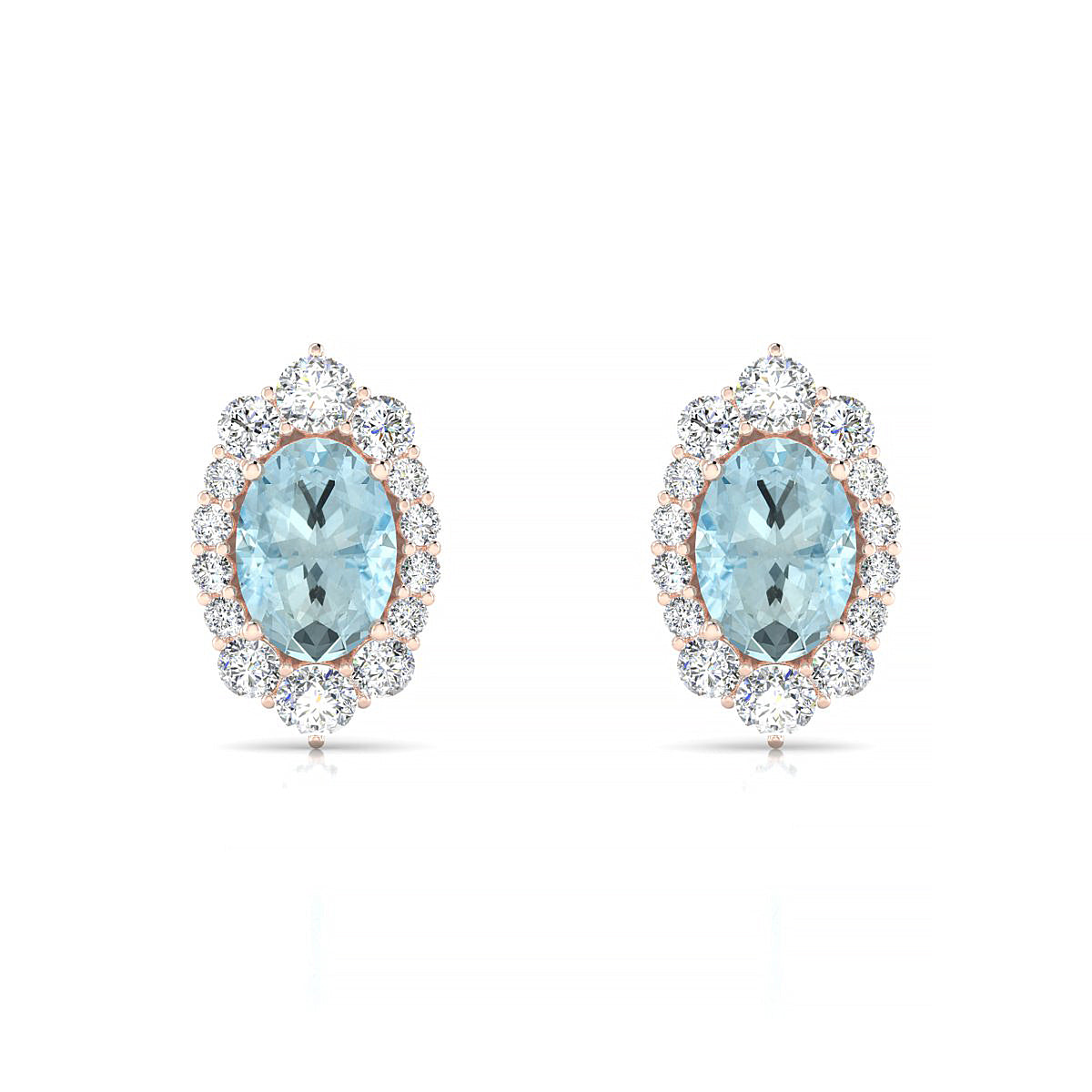 Romance | 18k Rose Gold 7 x 5 mm Oval Aquamarine Earrings