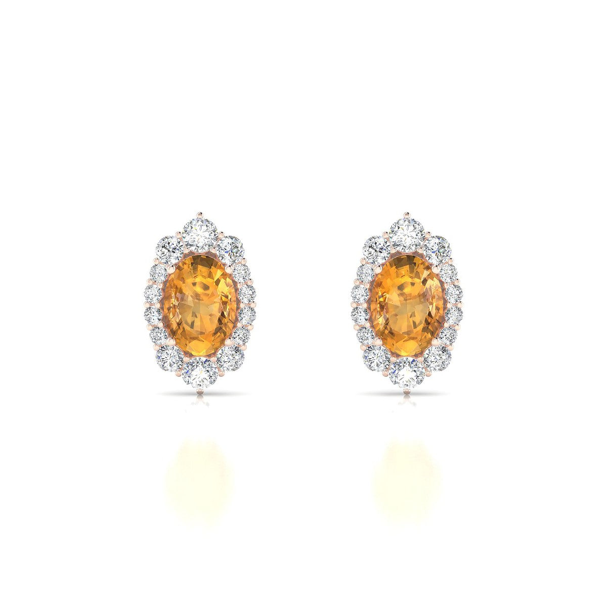 Romance | 18k Rose Gold 7 x 5 mm Oval Citrine Earrings