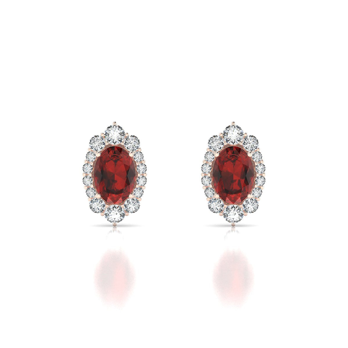 Romance | 18k Rose Gold 7 x 5 mm Oval Garnet Earrings