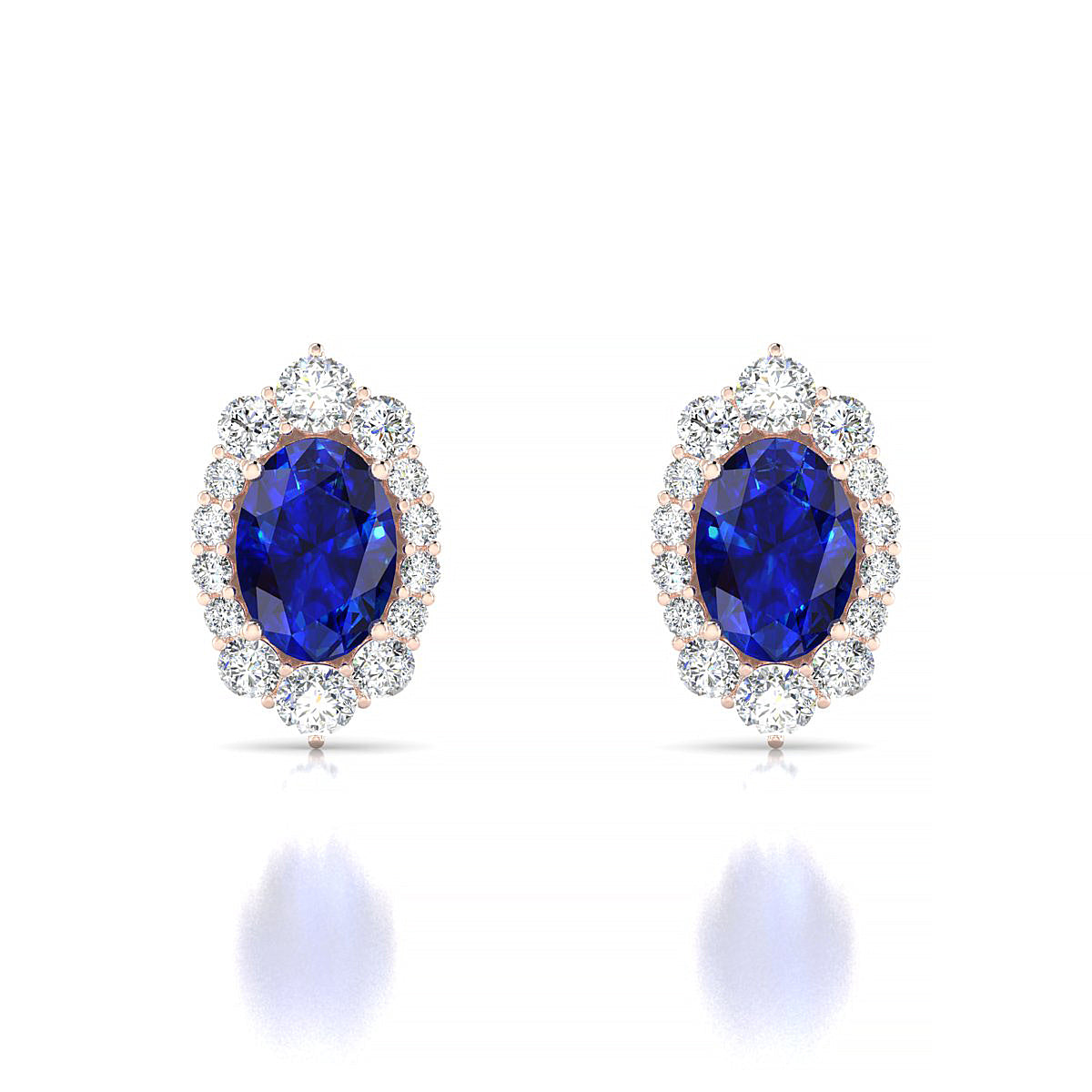 Romance | 18k Rose Gold 7 x 5 mm Oval Sapphire Earrings