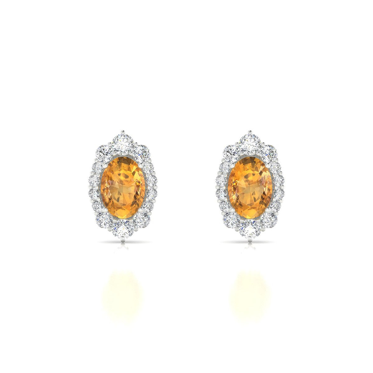 Romance | 18k White Gold 7 x 5 mm Oval Citrine Earrings