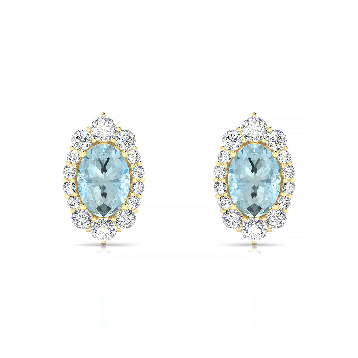 Romance | 18k Yellow Gold 7 x 5 mm Oval Aquamarine Earrings