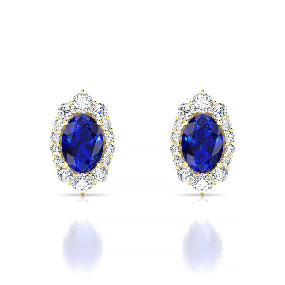 Romance | 18k Yellow Gold 7 x 5 mm Oval Sapphire Earrings