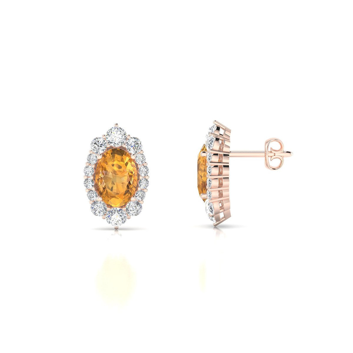 Romance | 18k Rose Gold 7 x 5 mm Oval Citrine Earrings