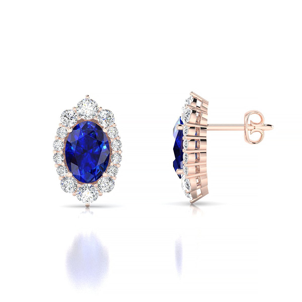 Romance | 18k Rose Gold 7 x 5 mm Oval Sapphire Earrings