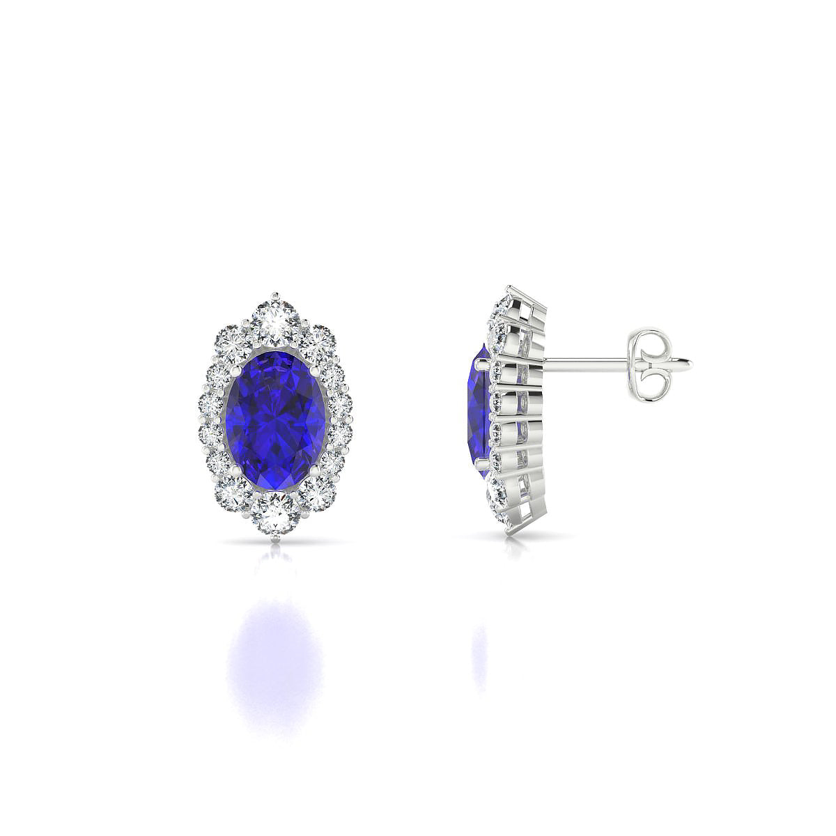 Romance | 18k White Gold 7 x 5 mm Oval Tanzanite Earrings