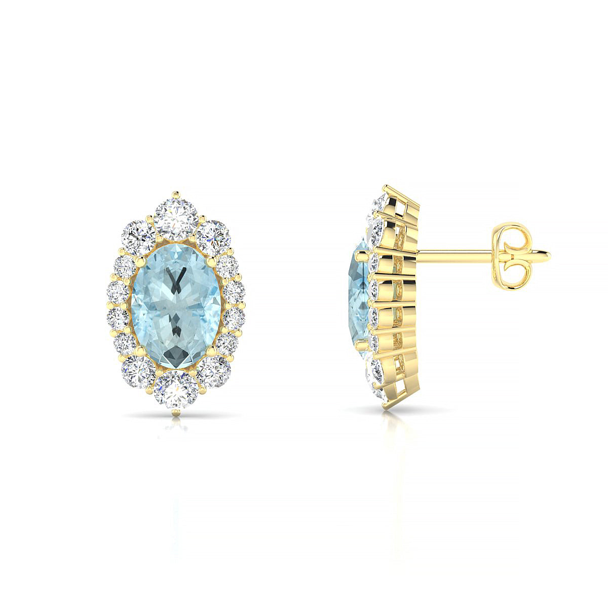 Romance | 18k Yellow Gold 7 x 5 mm Oval Aquamarine Earrings
