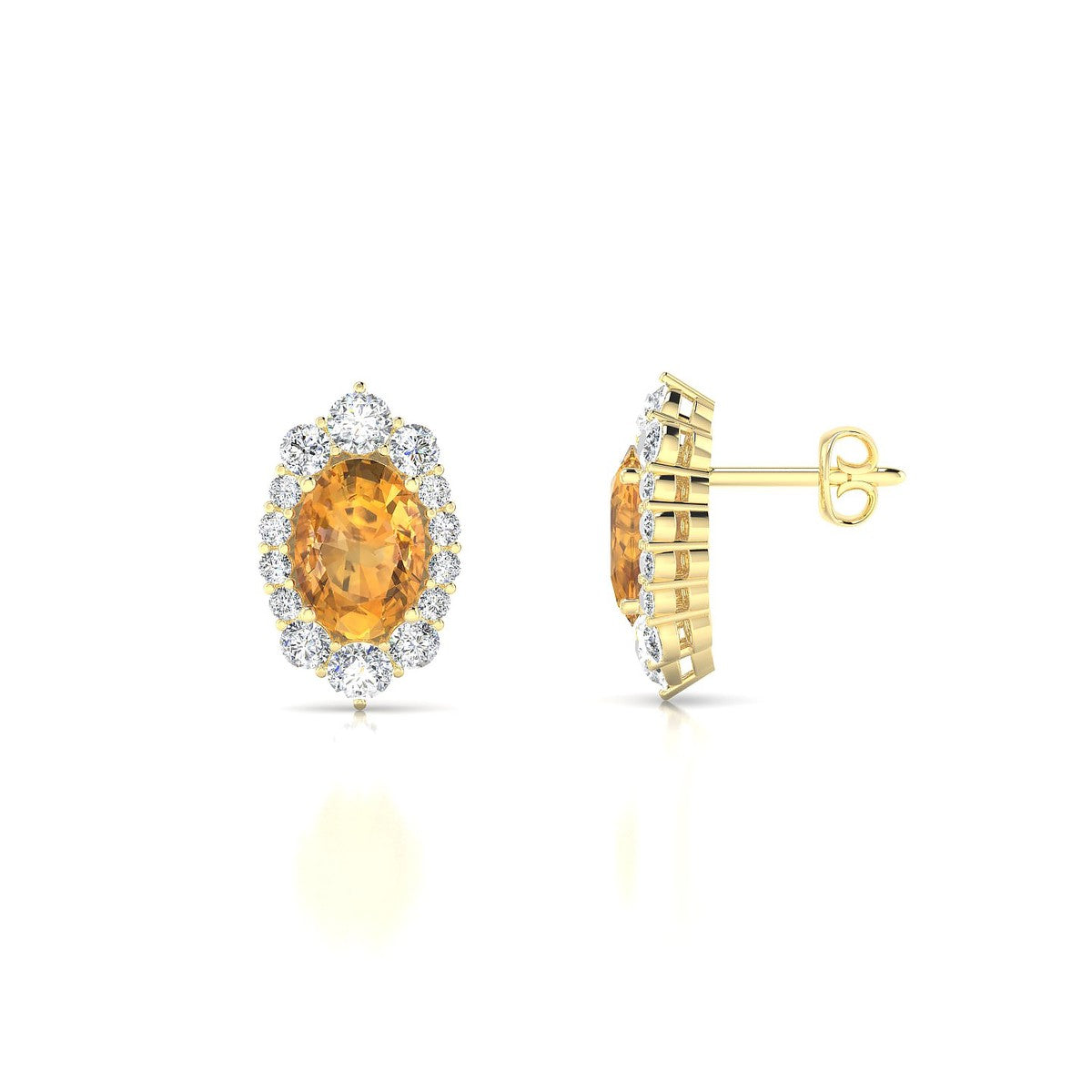 Romance | 18k Yellow Gold 7 x 5 mm Oval Citrine Earrings