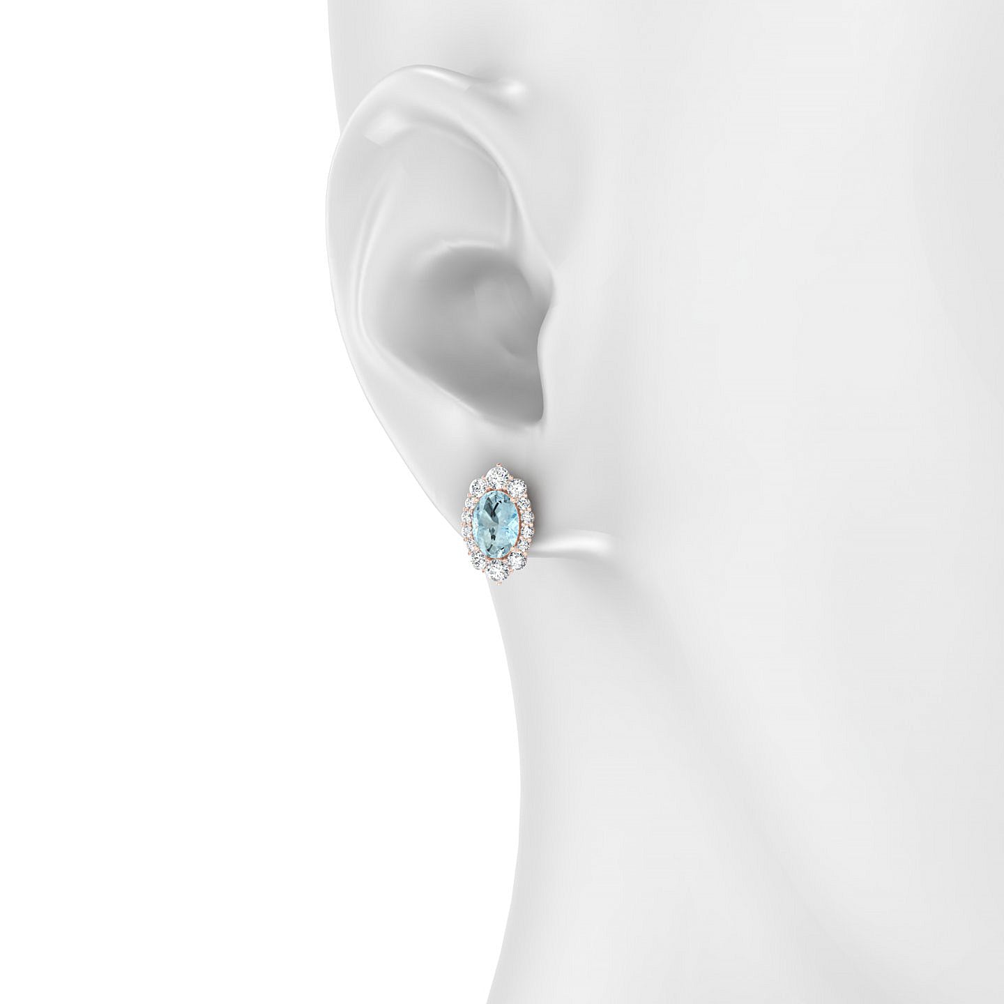 Romance | 18k Rose Gold 7 x 5 mm Oval Aquamarine Earrings