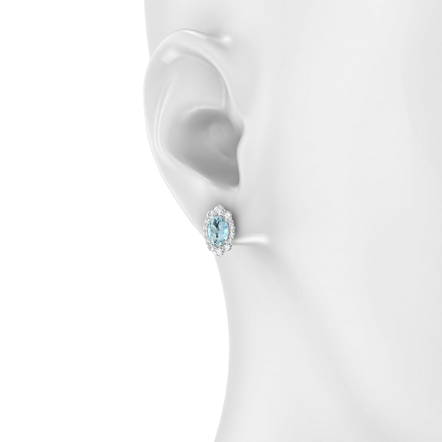 Romance | 18k White Gold 7 x 5 mm Oval Aquamarine Earrings