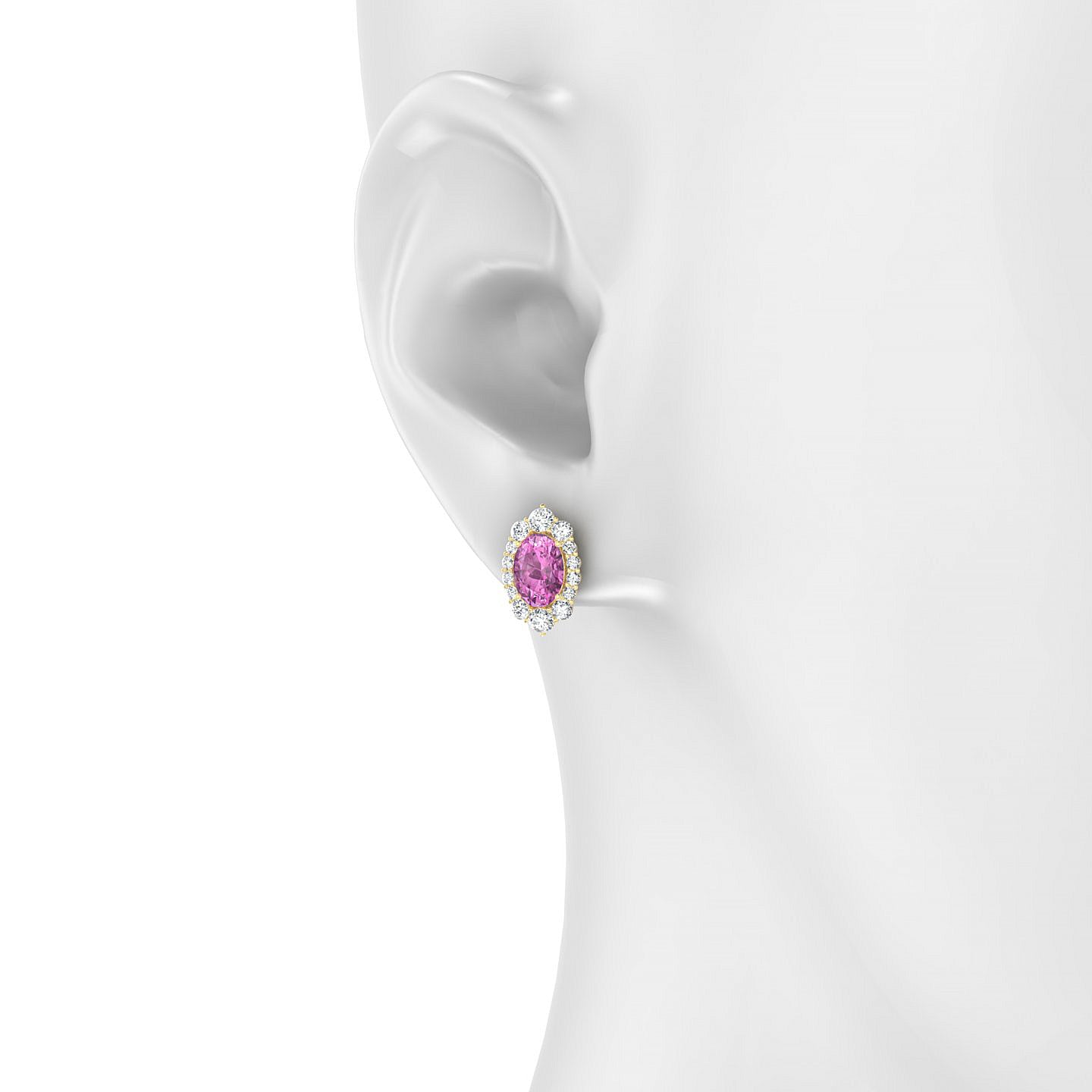 Romance | 18k Yellow Gold 7 x 5 mm Oval Pink Sapphire Earrings