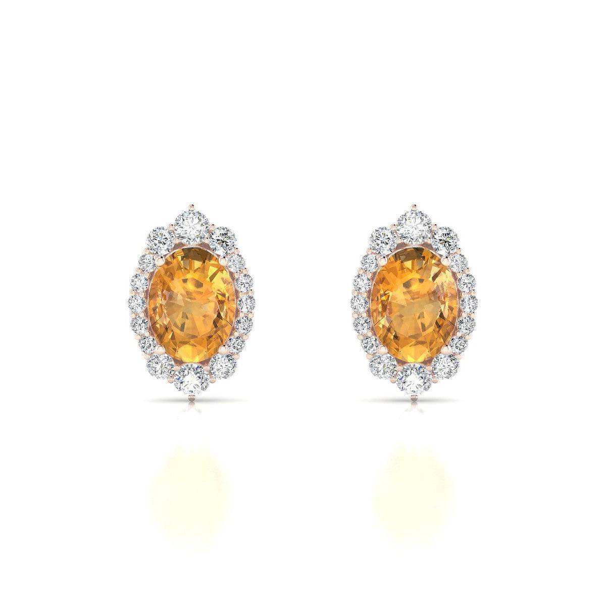 Romance | 18k Rose Gold 8 x 6 mm Oval Citrine Earrings