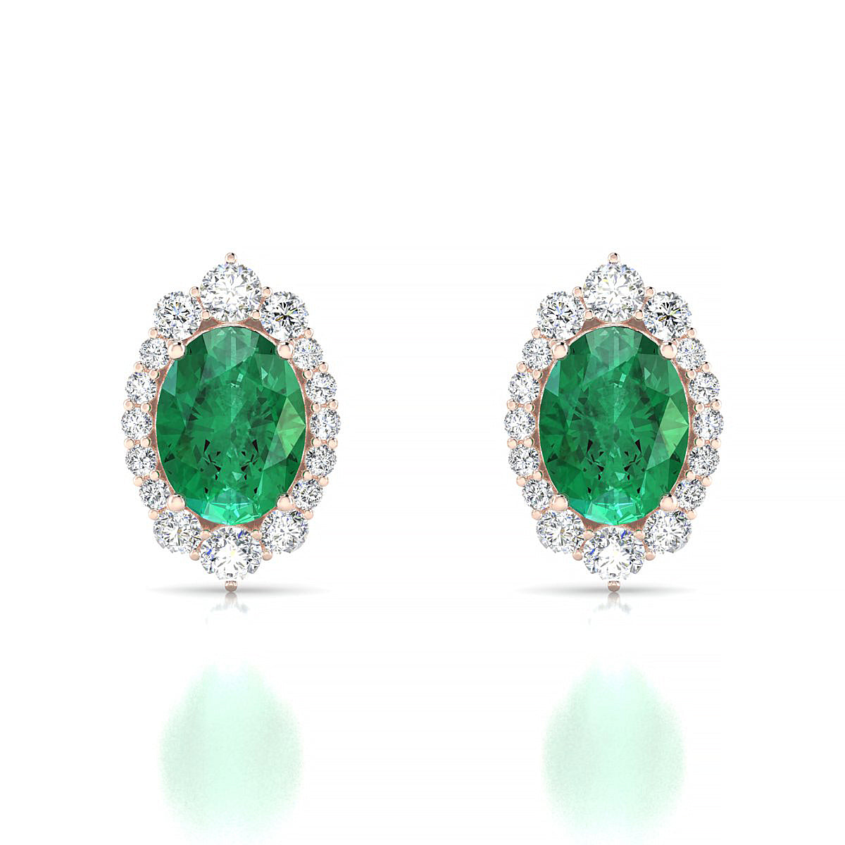 Romance | 18k Rose Gold 8 x 6 mm Oval Emerald Earrings