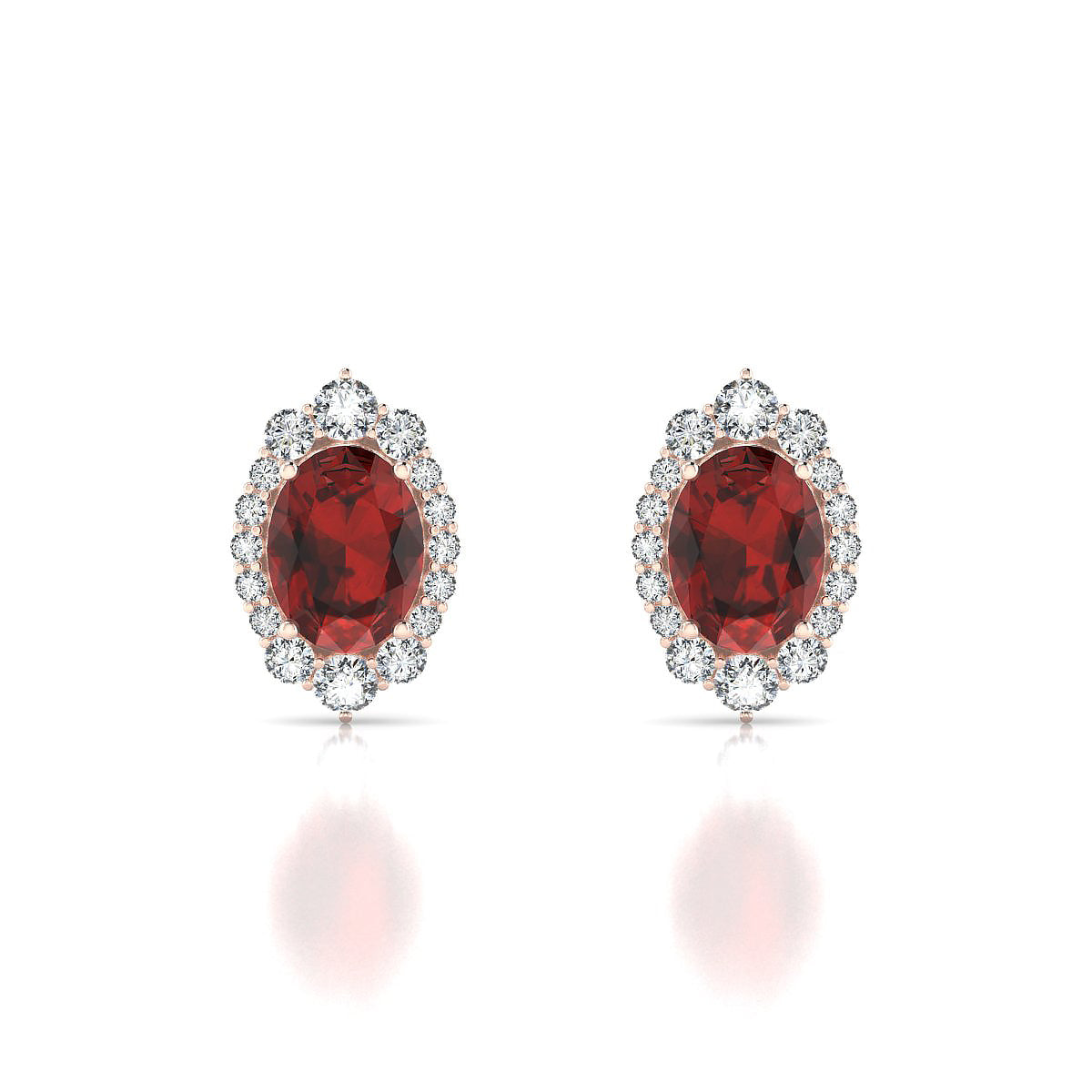 Romance | 18k Rose Gold 8 x 6 mm Oval Garnet Earrings