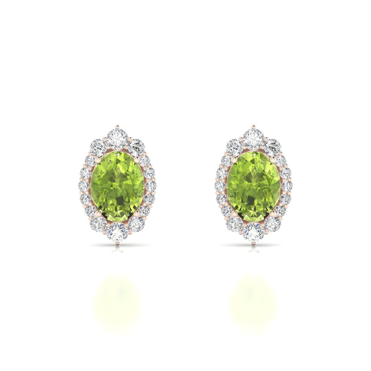 Romance | 18k Rose Gold 8 x 6 mm Oval Peridot Earrings