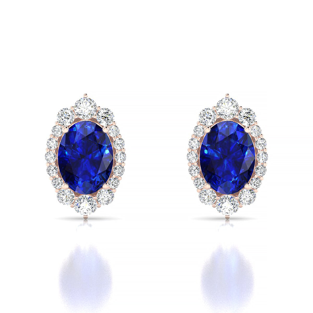 Romance | 18k Rose Gold 8 x 6 mm Oval Sapphire Earrings