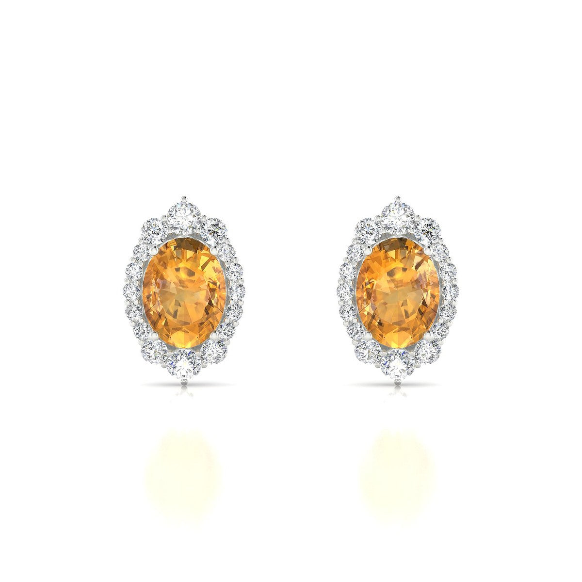 Romance | 18k White Gold 8 x 6 mm Oval Citrine Earrings
