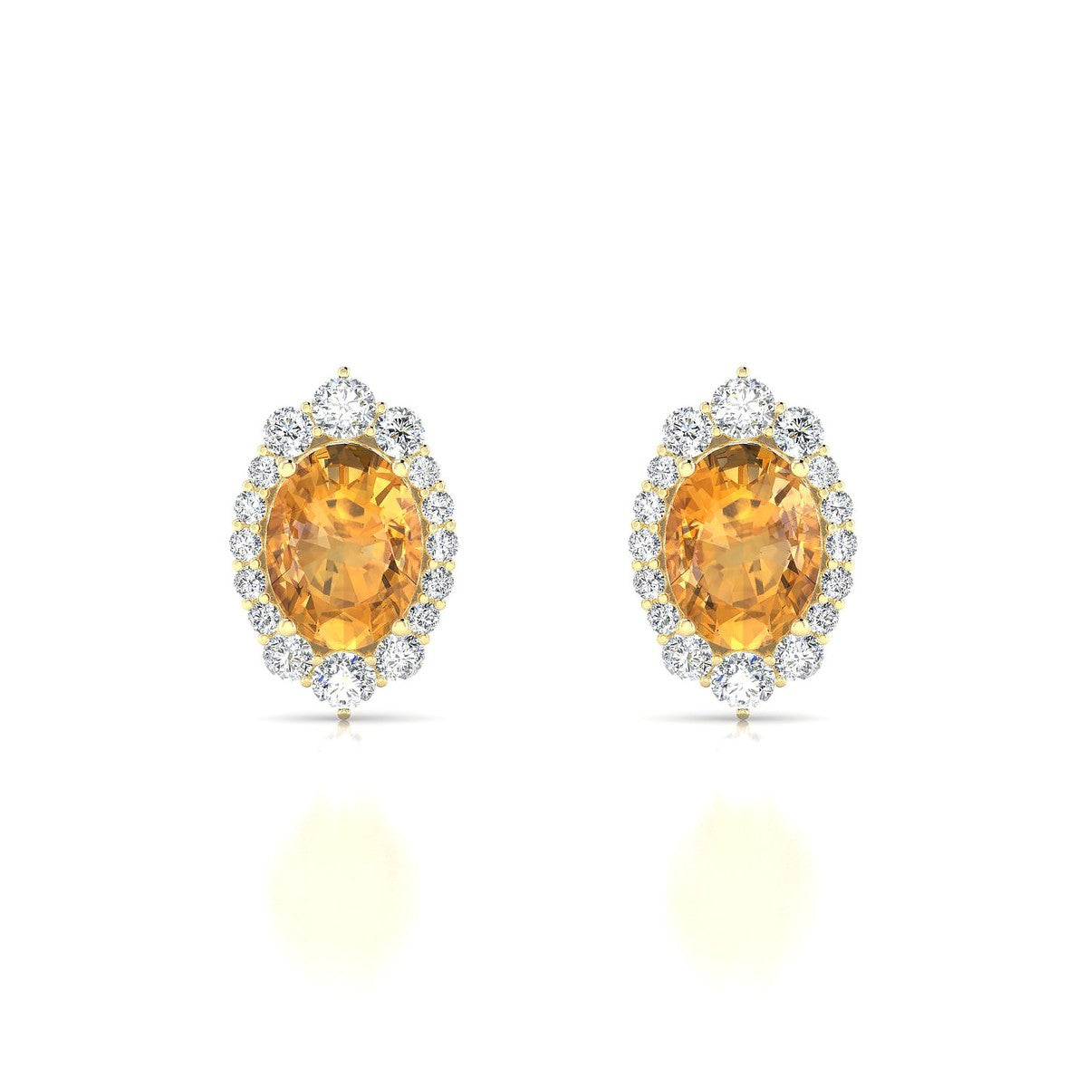 Romance | 18k Yellow Gold 8 x 6 mm Oval Citrine Earrings