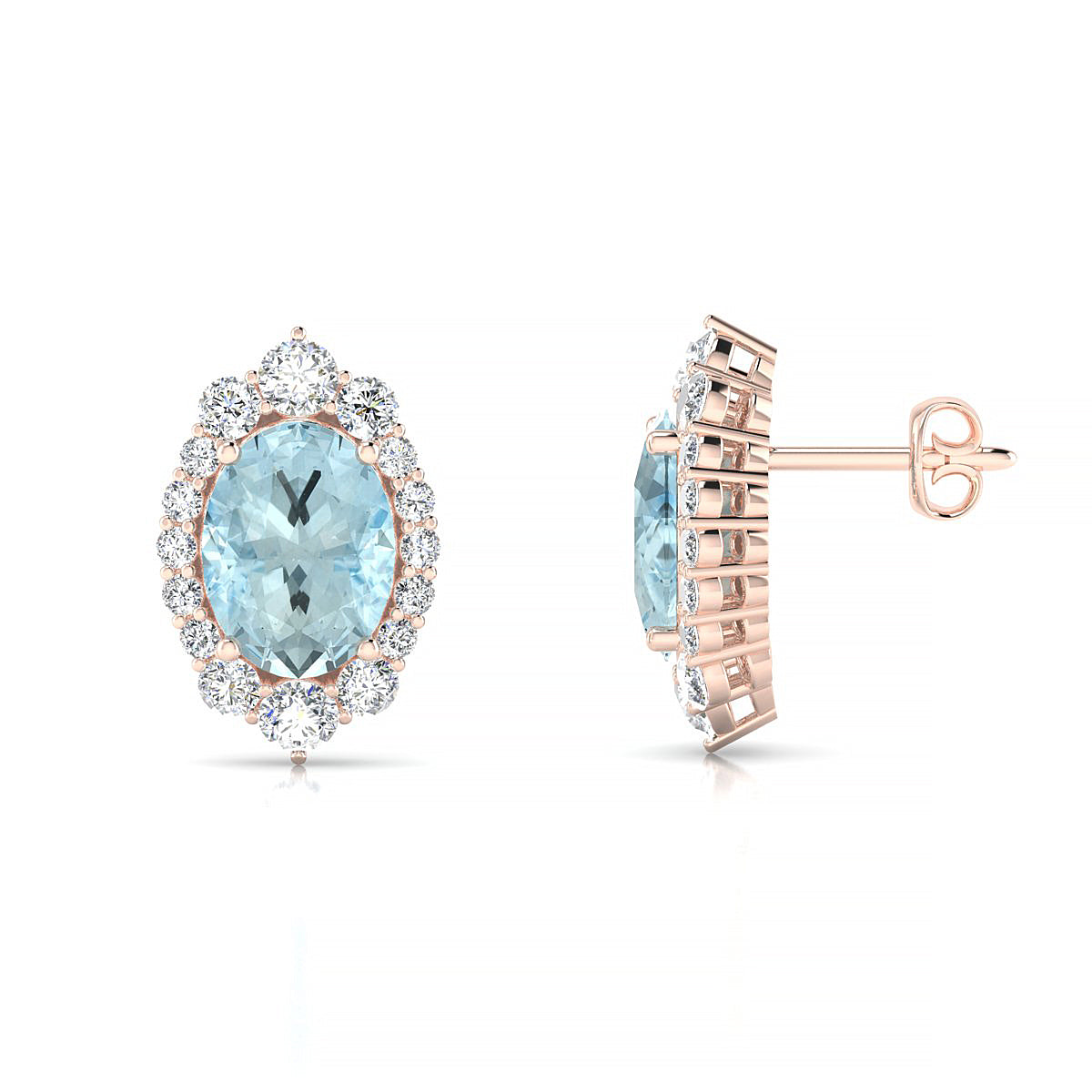 Romance | 18k Rose Gold 8 x 6 mm Oval Aquamarine Earrings