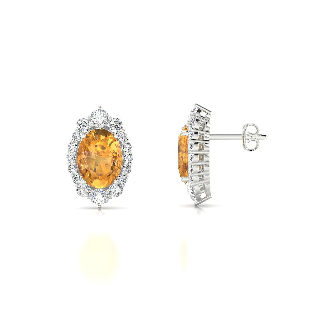 Romance | 18k White Gold 8 x 6 mm Oval Citrine Earrings