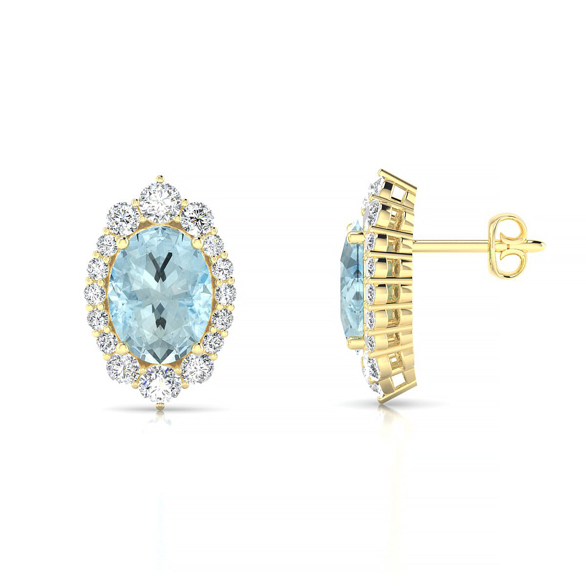 Romance | 18k Yellow Gold 8 x 6 mm Oval Aquamarine Earrings