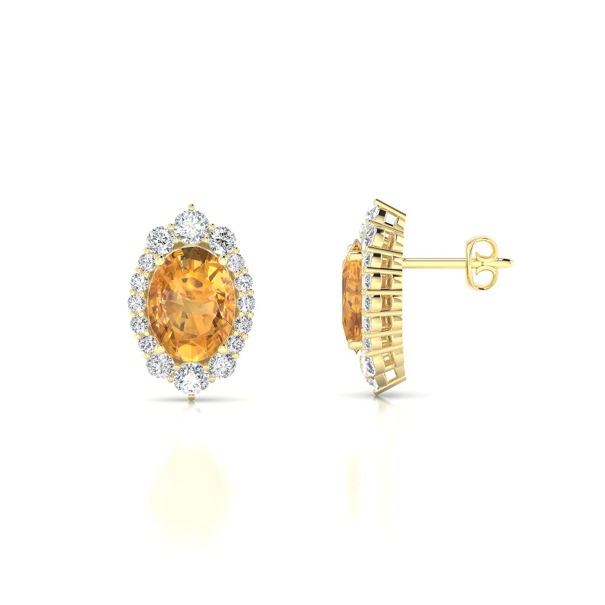 Romance | 18k Yellow Gold 8 x 6 mm Oval Citrine Earrings