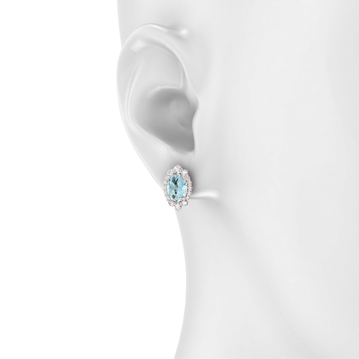 Romance | 18k Rose Gold 8 x 6 mm Oval Aquamarine Earrings