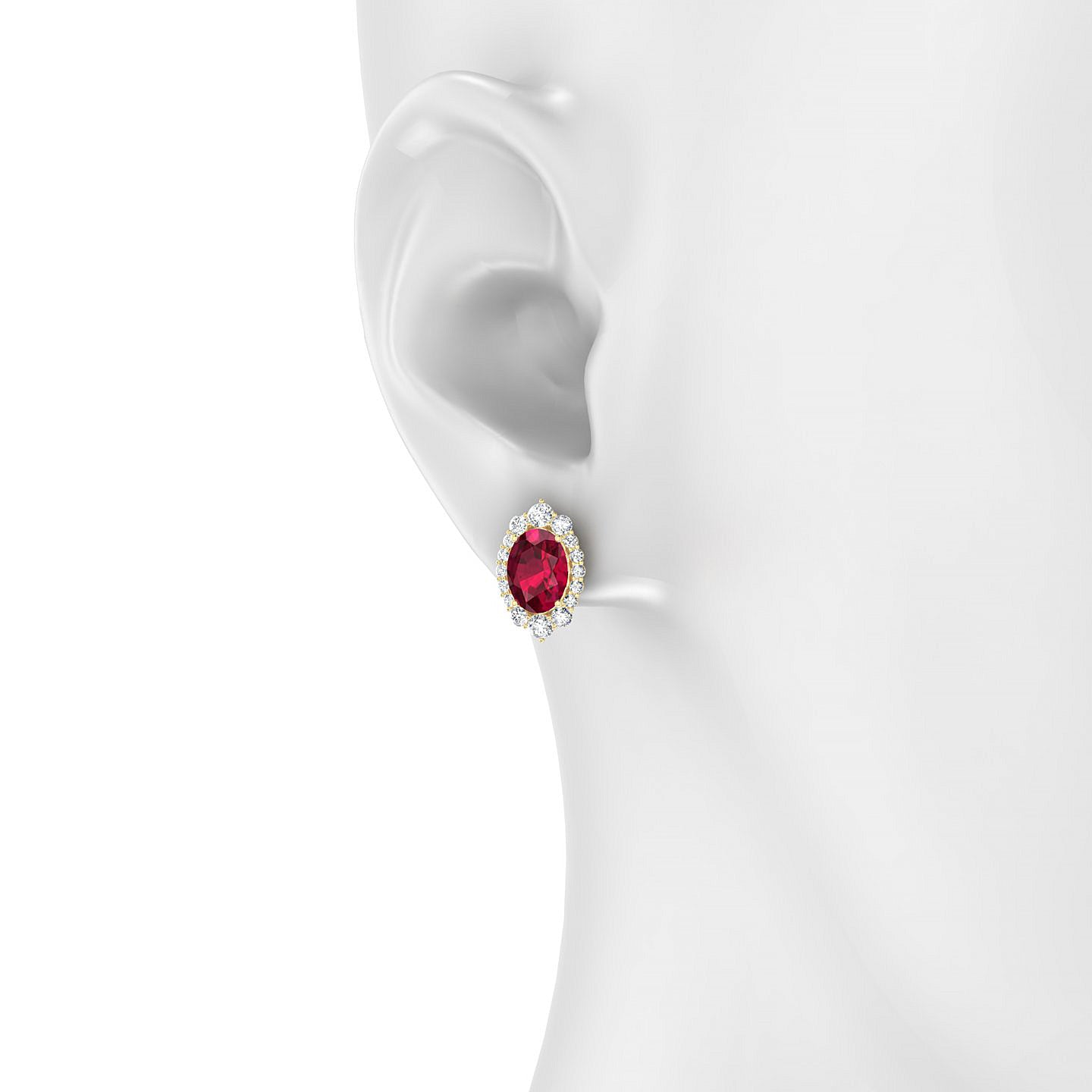 Romance | 18k Yellow Gold 8 x 6 mm Oval Ruby Earrings