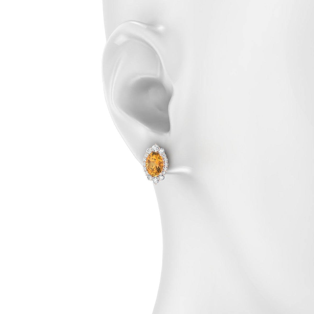 Romance | 18k Rose Gold 8 x 6 mm Oval Citrine Earrings