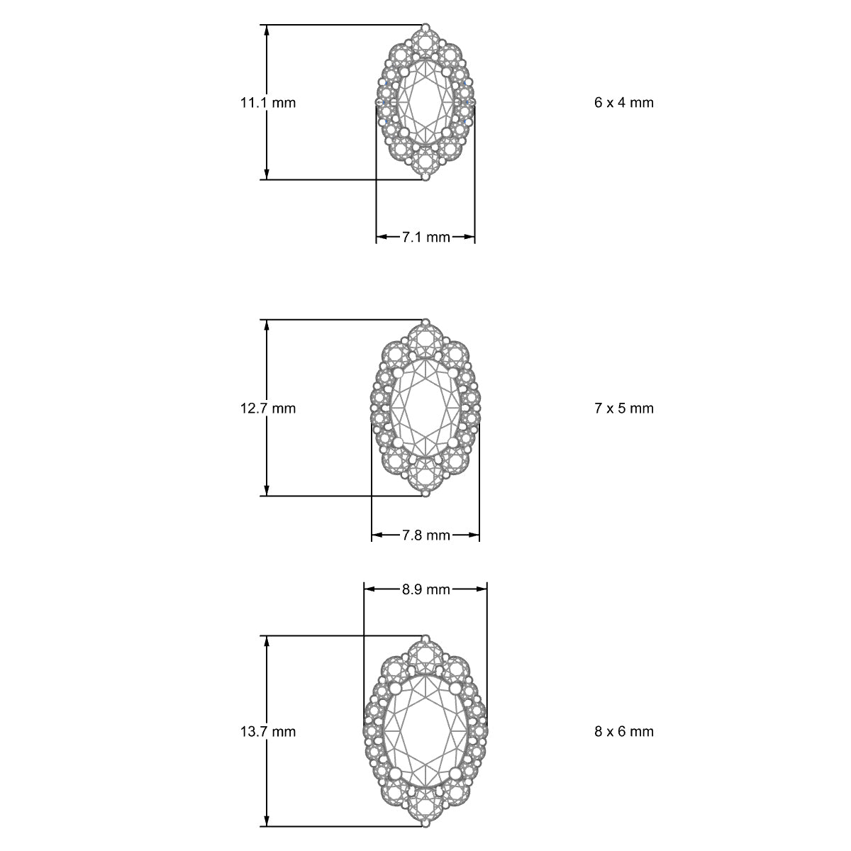 Romance | 18k White Gold 7 x 5 mm Oval Diamond Earrings
