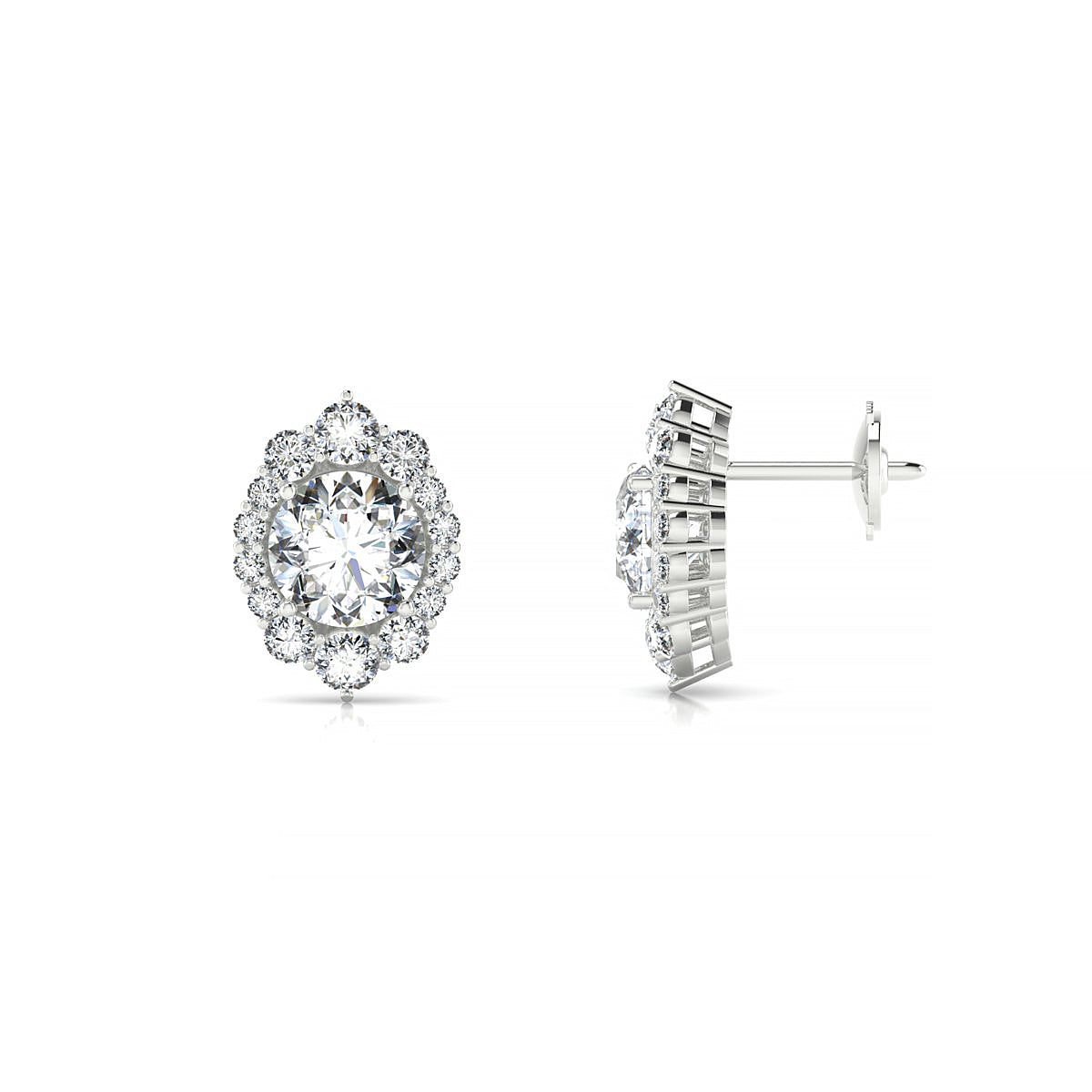 Romance | 18k White Gold 5.7 mm Round Diamond Earrings