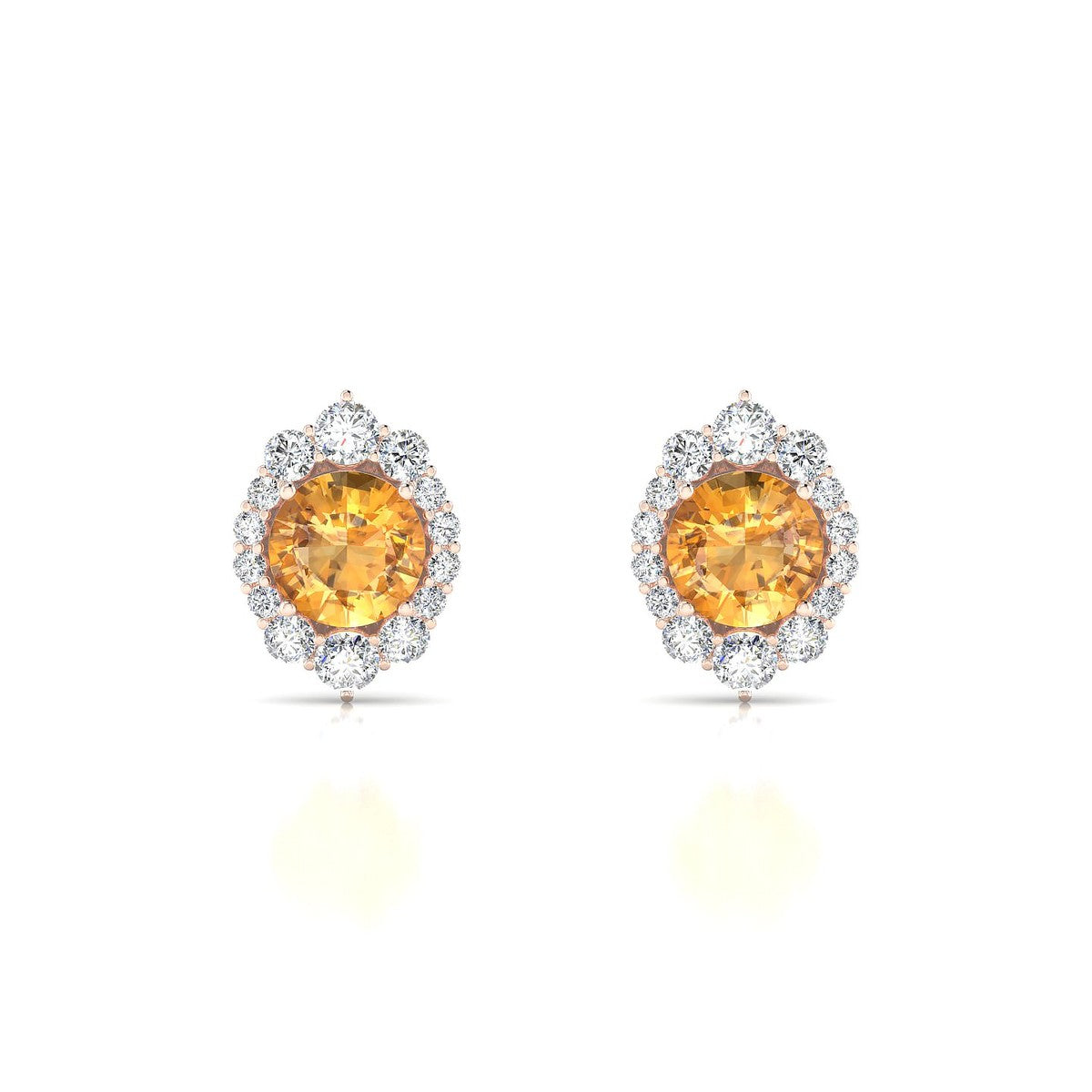 Romance | 18k Rose Gold 6 mm Round Citrine Earrings