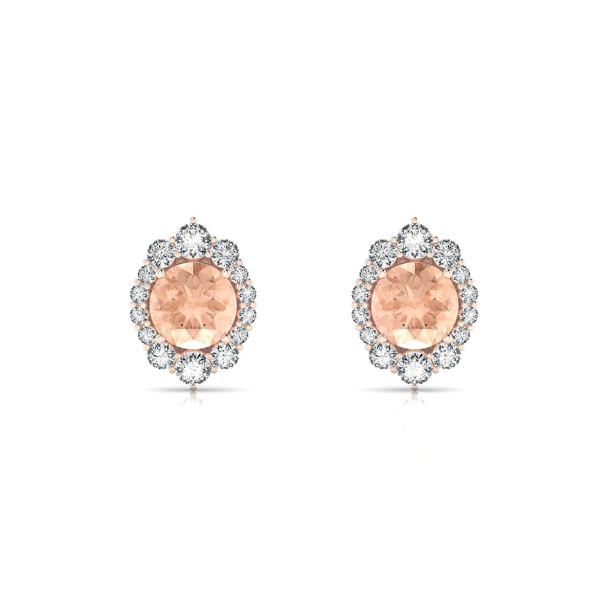 Romance | 18k Rose Gold 6 mm Round Morganite Earrings